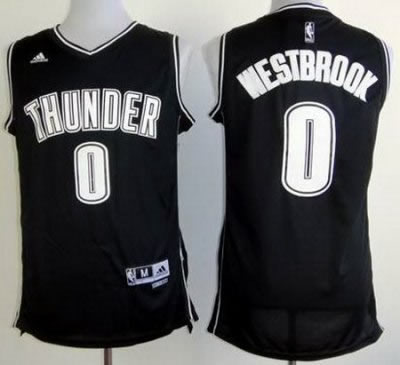 oklahoma city thunder #0 russell westbrook black & white swingman jersey