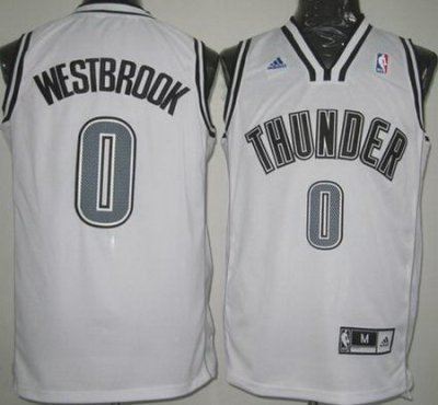 oklahoma city thunder 0 russell westbrook white revolution 30 swingman jersey silver number