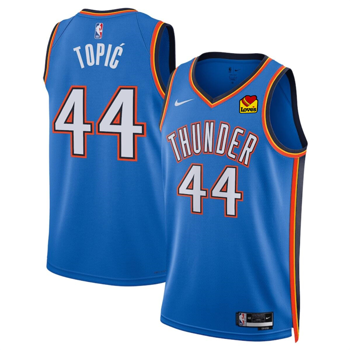 Men's Oklahoma City Thunder #44 Nikola Topi? Blue 2024 Draft Icon Edition Stitched Basketball Jersey