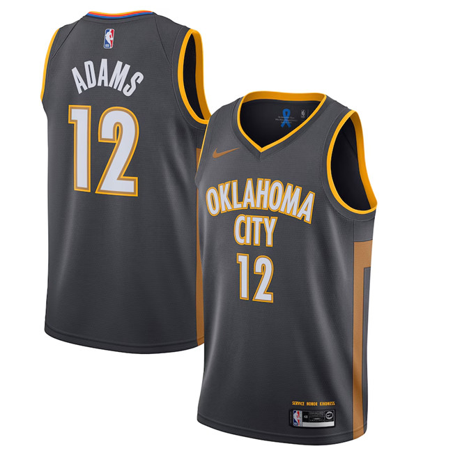 Men's Oklahoma City Thunder #12 Steven Adams Charcoal 2019 20 City Edition Stitched Basketball Jersey