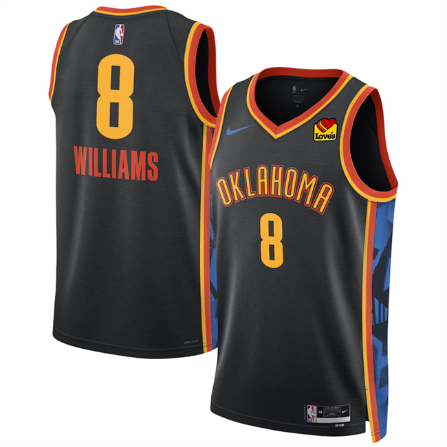 Men's Oklahoma City Thunder #8 Jalen Williams Black 2024 25 City Edition Stitched Basketball Jersey