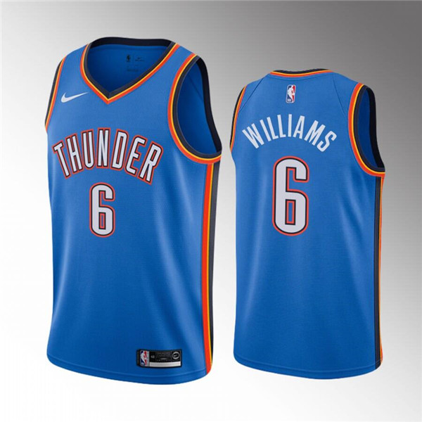 Men's Oklahoma City Thunder #6 Jaylin Williams Blue Icon Edition Stitched Basketball Jersey