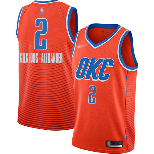 Thunder #2 Shai Gilgeous-Alexander Orange Basketball Swingman Statement Edition 2019 2020 Jersey