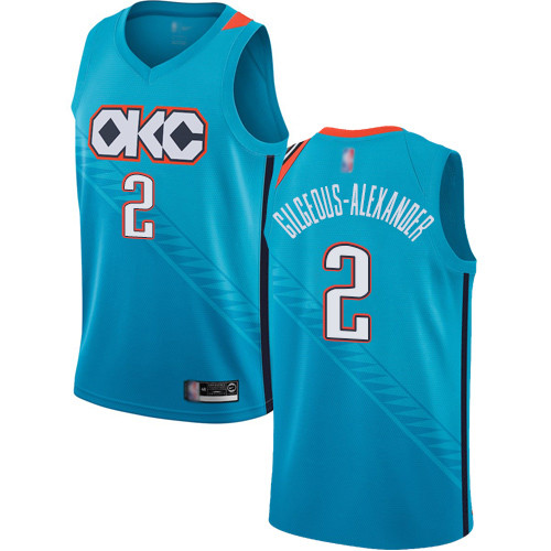 Thunder #2 Shai Gilgeous-Alexander Turquoise Basketball Swingman City Edition 2018 19 Jersey