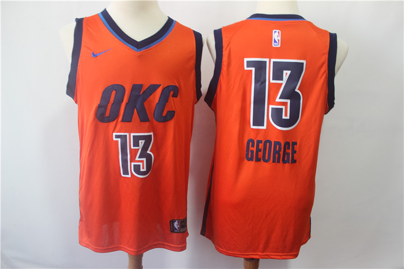 Thunder 13 Paul George Orange 2018-19 Earned Edition Nike Swingman Jersey