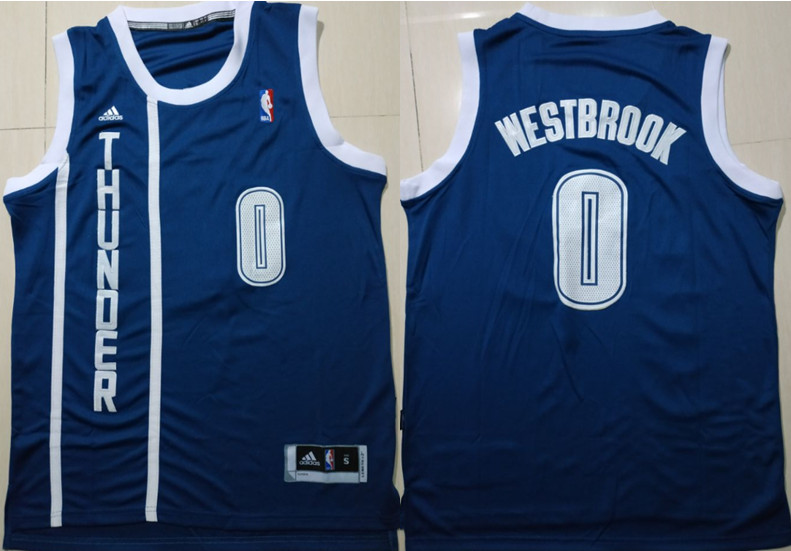 Thunder 0 Russell Westbrook Navy Swingman Jersey