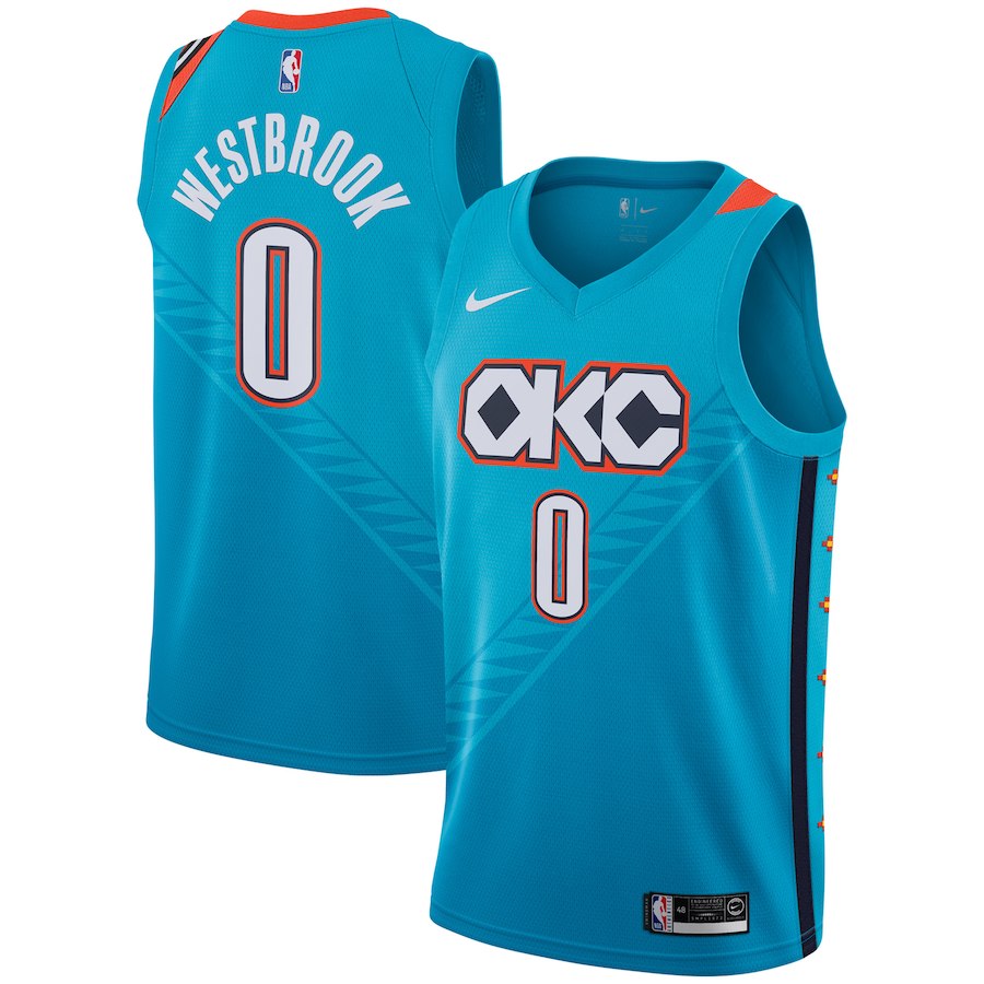 Nike Thunder 0 Russell Westbrook Turquoise 2018-19 City Edition Nike Swingman Jersey