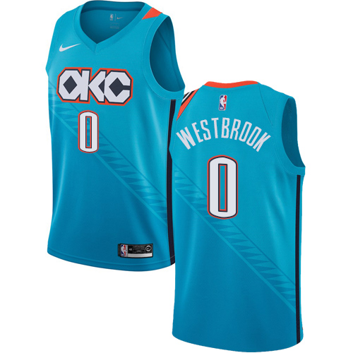 Nike Thunder #0 Russell Westbrook Turquoise NBA Swingman City Edition 2018 19 Jersey