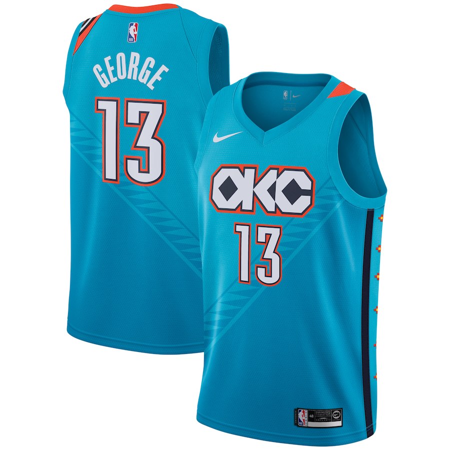 Nike Thunder 13 Paul George Turquoise 2018-19 City Edition Nike Swingman Jersey