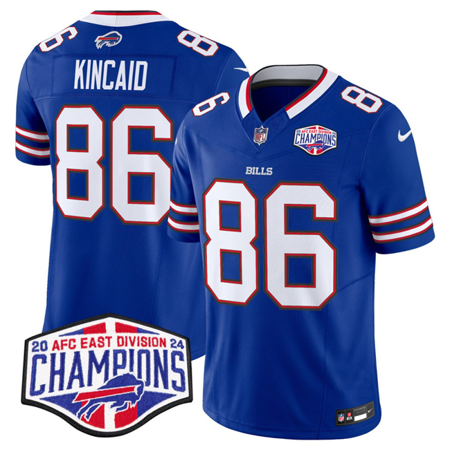 Men's Buffalo Bills #86 Dalton Kincaid Royal F.U.S.E. 2024 AFC East Division Champions Vapor Limited Stitched Football Jersey