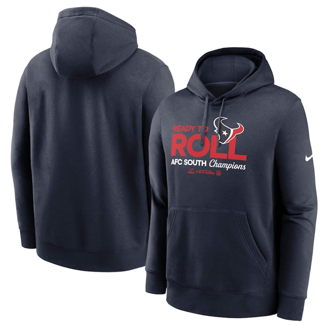 Men's Houston Texans Navy 2024 AFC South Champions Locker Room Trophy Collection Pullover Hoodie