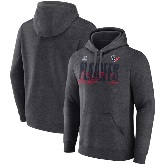 Men's Houston Texans Charcoal 2024 Playoffs Pullover Hoodie