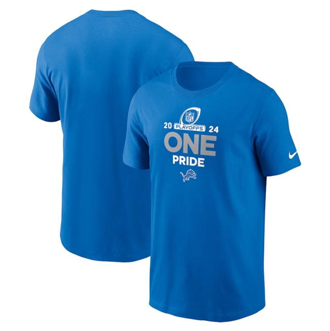 Men's Detroit Lions Blue 2024 Playoffs T-Shirt