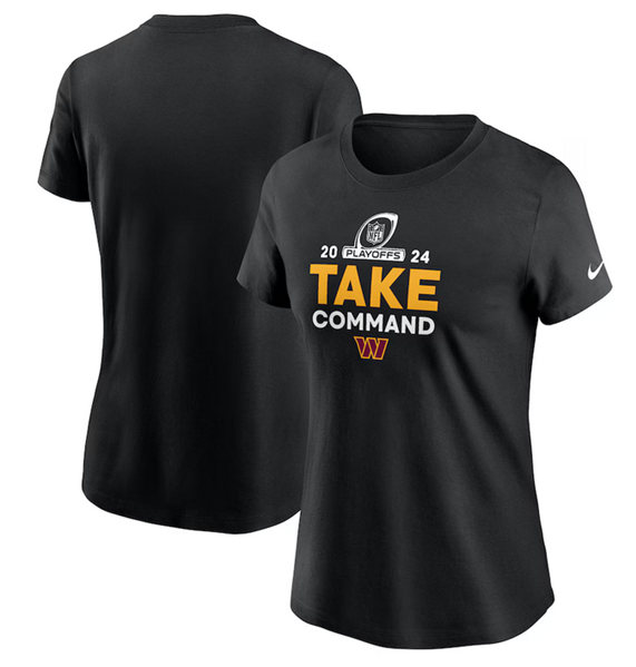 Women's Washington Commanders Black 2024 Playoffs T-Shirt(Run Small)