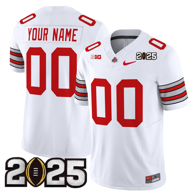 Youth Ohio State Buckeyes Active Player Custom White 2025 CFP Final Patch F.U.S.E. Vapor Limited Stitched Football Jersey