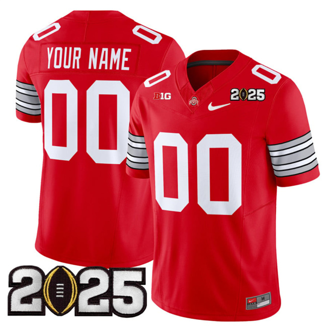 Youth Ohio State Buckeyes Active Player Custom Red 2025 CFP Final Patch F.U.S.E. Vapor Limited Stitched Football Jersey