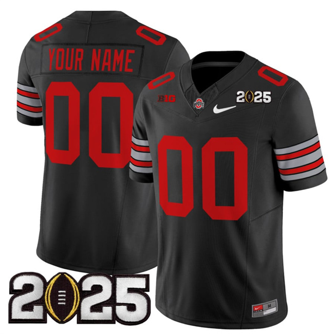 Youth Ohio State Buckeyes Active Player Custom Black 2025 CFP Final Patch F.U.S.E. Vapor Limited Stitched Football Jersey