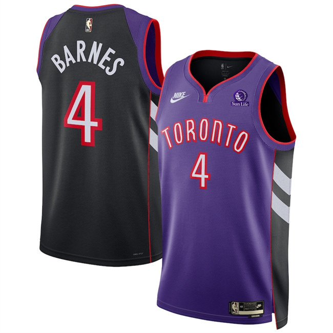 Men's Toronto Raptors #4 Scottie Barnes Purple 2024 25 Classic Edition Swingman Stitched Basketball Jersey