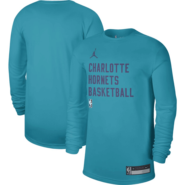 Men's Charlotte Hornets Teal 2023 24 Legend On-Court Practice Long Sleeve T-Shirt