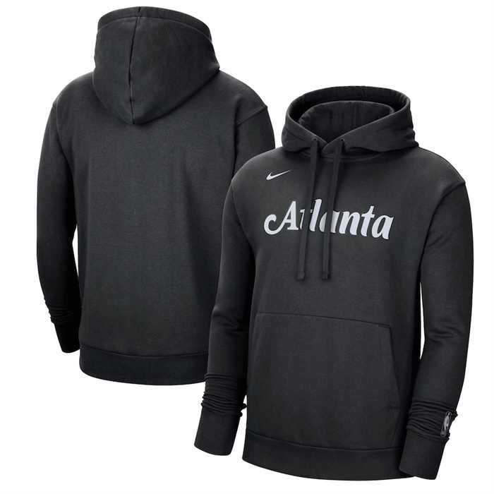 Men's Atlanta Hawks Black 2022 23 City Edition Essential Pullover Hoodie