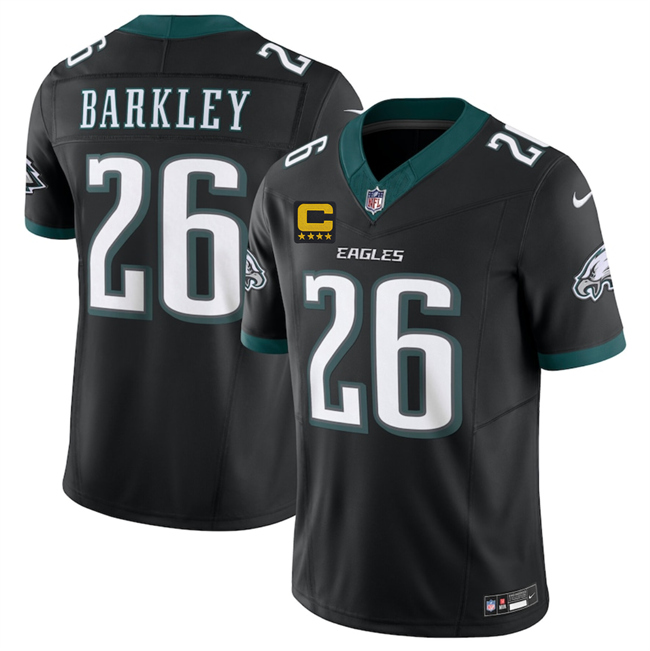 Men's Philadelphia Eagles #26 Saquon Barkley Black 2025 F.U.S.E. With 4-Star C Patch Vapor Untouchable Limited Throwback Stitched Football Jersey Men's Philadelphia Eagles #26 Saquon Barkley Black 2025 F.U.S.E. With 4-Star C Patch Vapor Untouchable Limited Throwback Stitched Football Jersey