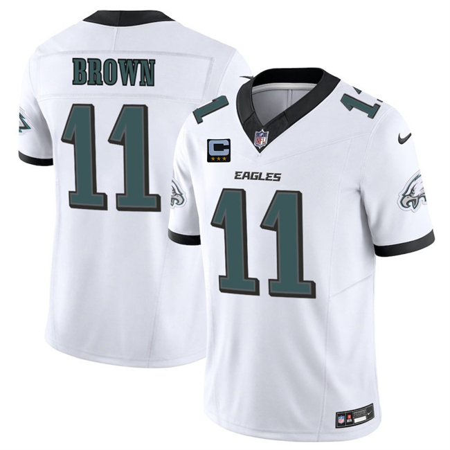 Men's Philadelphia Eagles #11 A.J. Brown White 2025 F.U.S.E. With 3-Star C Patch Vapor Untouchable Limited Stitched Football Jersey Men's Philadelphia Eagles #11 A.J. Brown White 2025 F.U.S.E. With 3-Star C Patch Vapor Untouchable Limited Stitched Football Jersey