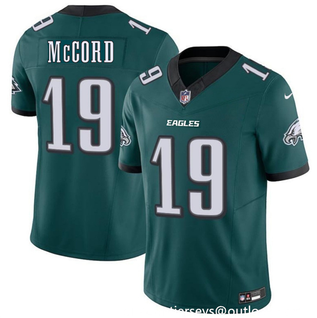 Men's Philadelphia Eagles #19 Kyle McCord Green 2025 Draft New F.U.S.E. Vapor Untouchable Limited Stitched Football Jersey