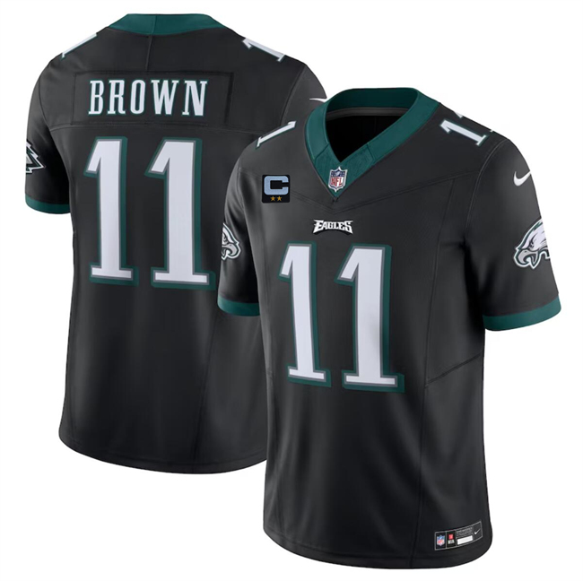 Men's Philadelphia Eagles #11 A. J. Brown Black F.U.S.E With 2-Star C Patch Vapor Untouchable Limited Stitched Football Jersey Men's Philadelphia Eagles #11 A. J. Brown Black F.U.S.E With 2-Star C Patch Vapor Untouchable Limited Stitched Football Jersey