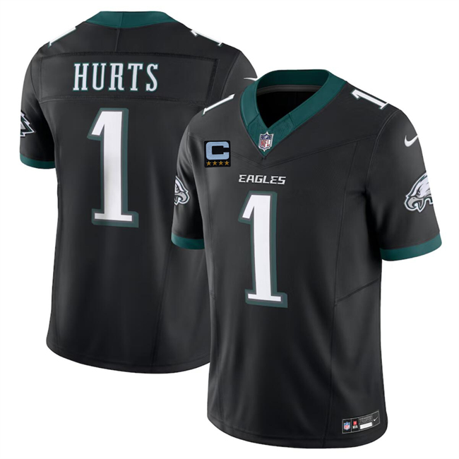 Men's Philadelphia Eagles #1 Jalen Hurts Black F.U.S.E With 4-Star C Patch Vapor Untouchable Limited Stitched Football Jersey Men's Philadelphia Eagles #1 Jalen Hurts Black F.U.S.E With 4-Star C Patch Vapor Untouchable Limited Stitched Football Jersey