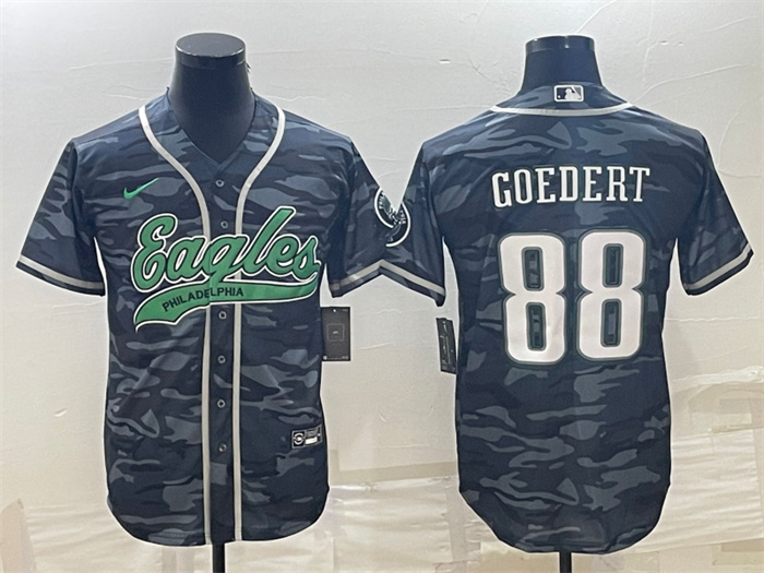 Men's Philadelphia Eagles #88 Dallas Goedert Grey Camo With Patch Cool Base Stitched Baseball Jersey Men's Philadelphia Eagles #88 Dallas Goedert Grey Camo With Patch Cool Base Stitched Baseball Jersey