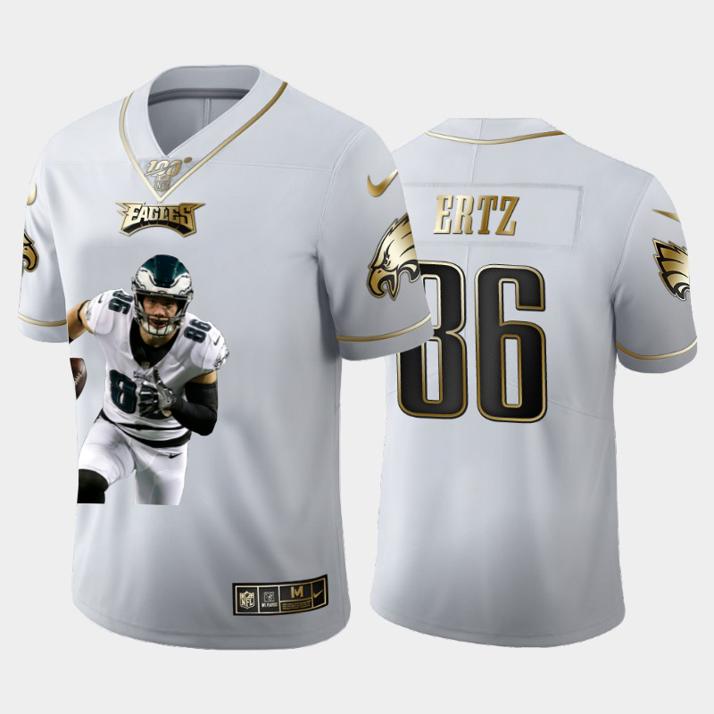Nike Eagles 86 Zach Ertz White Gold Player Name Logo 100th Season Vapor Untouchable Limited Jersey Nike Eagles 86 Zach Ertz White Gold Player Name Logo 100th Season Vapor Untouchable Limited Jersey