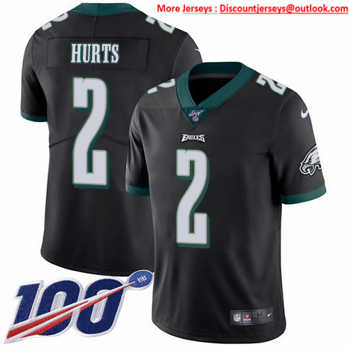 Nike Eagles #2 Jalen Hurts Black Alternate Men's Stitched NFL 100th Season Vapor Untouchable Limited Jersey