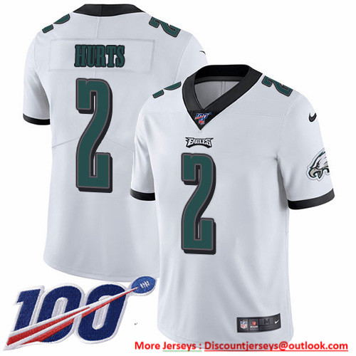 Nike Eagles #2 Jalen Hurts White Men's Stitched NFL 100th Season Vapor Untouchable Limited Jersey