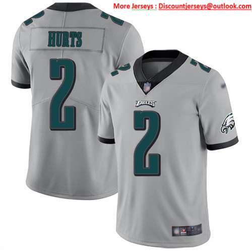 Nike Eagles #2 Jalen Hurts Silver Men's Stitched NFL Limited Inverted Legend Jersey