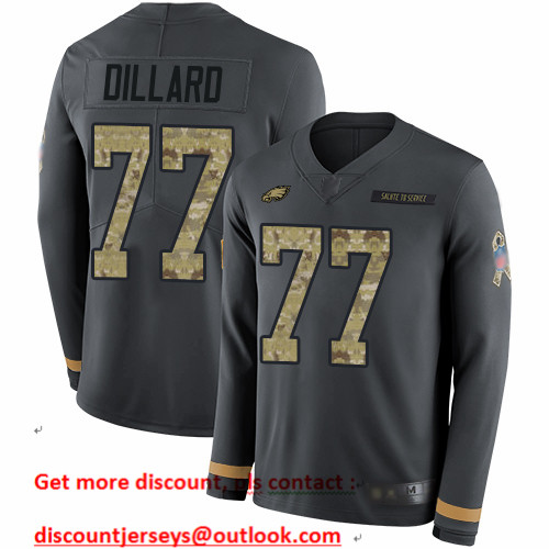 Eagles #77 Andre Dillard Anthracite Salute to Service Men's Stitched Football Limited Therma Long Sleeve Jersey