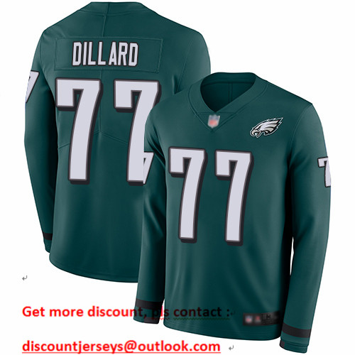 Eagles #77 Andre Dillard Midnight Green Team Color Men's Stitched Football Limited Therma Long Sleeve Jersey