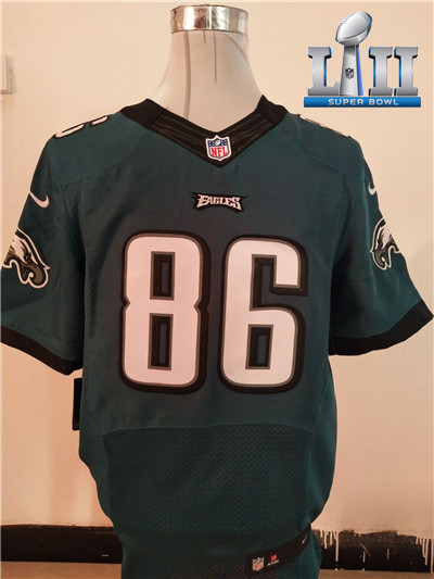 New Philadelphia Eagles #86 Zach Ertz Midnight Green Super Bowl LII Team Color NFL New Elite jersey