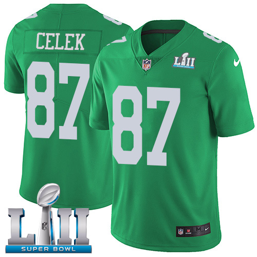 Nike Eagles #87 Brent Celek Green Super Bowl LII Men's Stitched NFL Limited Rush Jersey Nike Eagles #87 Brent Celek Green Super Bowl LII Men's Stitched NFL Limited Rush Jersey