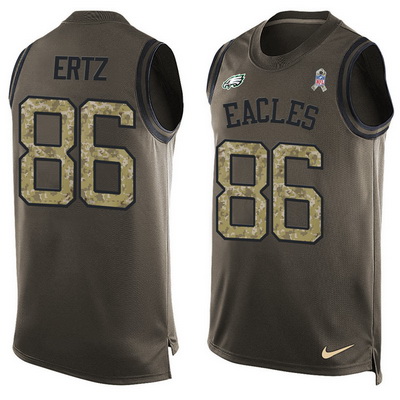 Men's Eagles #86 Zach Ertz Green Salute to Service Hot Pressing Player Name & Number Nike NFL Tank Top Jersey