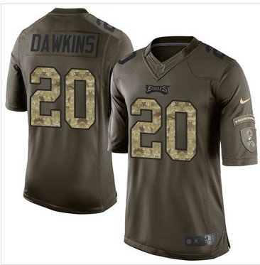 Nike Philadelphia Eagles #20 Brian Dawkins Green Men''s Stitched NFL Limited Salute to Service Jersey