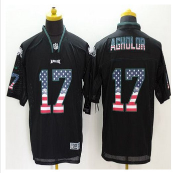 Nike Philadelphia Eagles #17 Nelson Agholor Black Men''s Stitched NFL Elite USA Flag Fashion Jersey