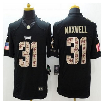 New Philadelphia Eagles #31 Byron Maxwell Black Men's Stitched NFL Limited Salute to Service Jersey