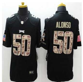 New Philadelphia Eagles #50 Kiko Alonso Black Men's Stitched NFL Limited Salute to Service jersey