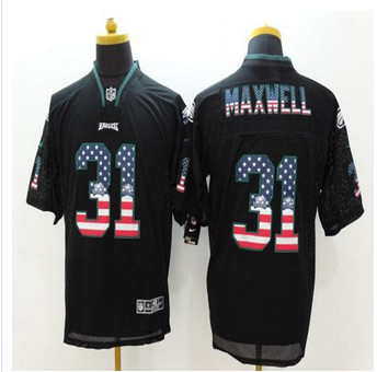 New Philadelphia Eagles #31 Byron Maxwell Black Men's Stitched NFL Elite USA Flag Fashion Jersey