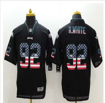 New Philadelphia Eagles #92 Reggie White Black Men's Stitched NFL Elite USA Flag Fashion Jersey