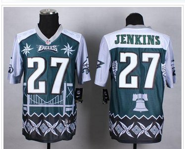 New Philadelphia Eagles #27 Malcolm Jenkins Midnight Green NFL Elite Noble Fashion Jersey