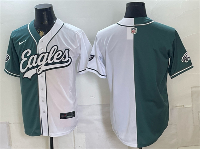 Men's Philadelphia Eagles Blank Green White Split Stitched Jersey