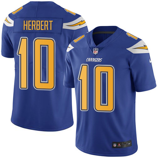 Nike Chargers #10 Justin Herbert Electric Blue Men's Stitched NFL Limited Rush Jersey Nike Chargers #10 Justin Herbert Electric Blue Men's Stitched NFL Limited Rush Jersey
