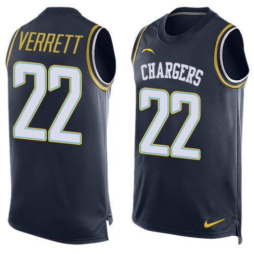 Nike Chargers #22 Jason Verrett Navy Blue Team Color Men's Stitched NFL Limited Tank Top Jersey Nike Chargers #22 Jason Verrett Navy Blue Team Color Men's Stitched NFL Limited Tank Top Jersey
