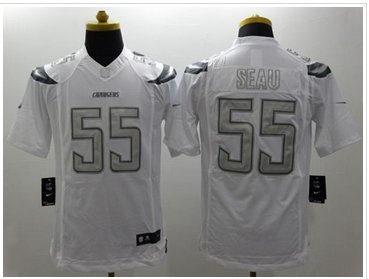 New San Diego Chrgers #55 Junior Seau White Men's Stitched NFL Limited Platinum Jersey